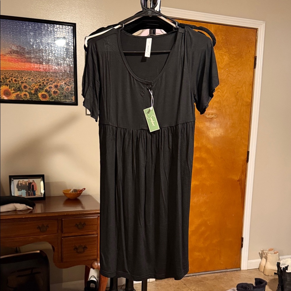 Casual Black Midi Dress